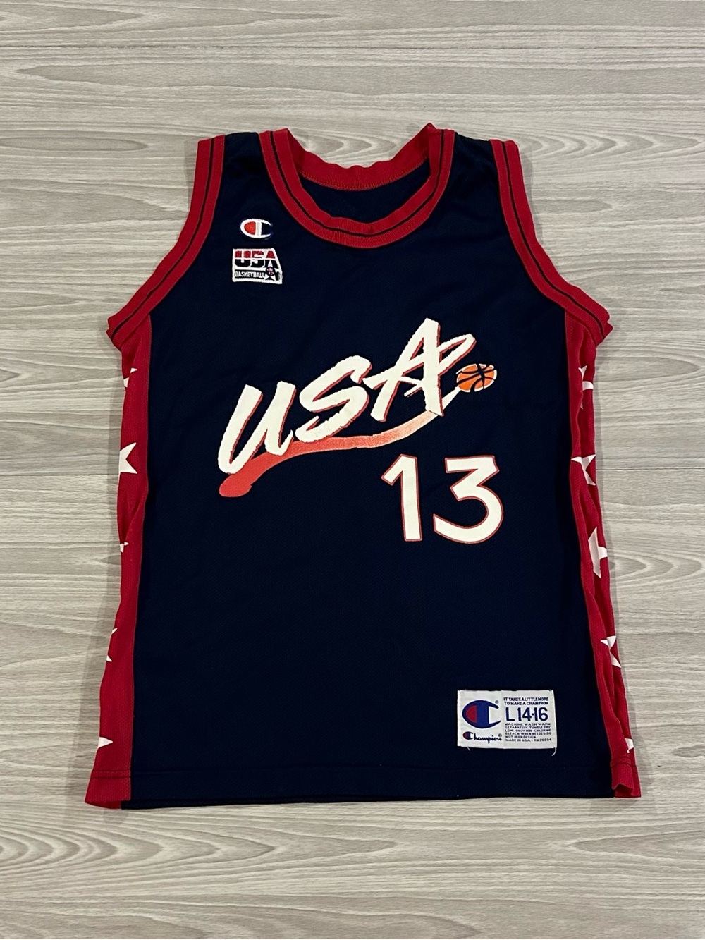 Vintage 90s USA Basketball Shaquille O'Neal #13 Jersey Youth Size Large 14-16
